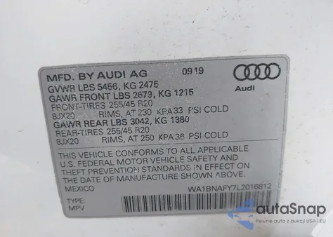 2020 Audi Q5 Premium Plus 45 Tfsi Quattro S Tronic z USA, uszkodzony, nr VIN WA1BNAFY7L2016812